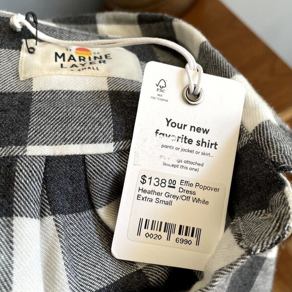 Marine Layer Effie Popover Cozy Soft Check Plaid Dress - Picture 5 of 7